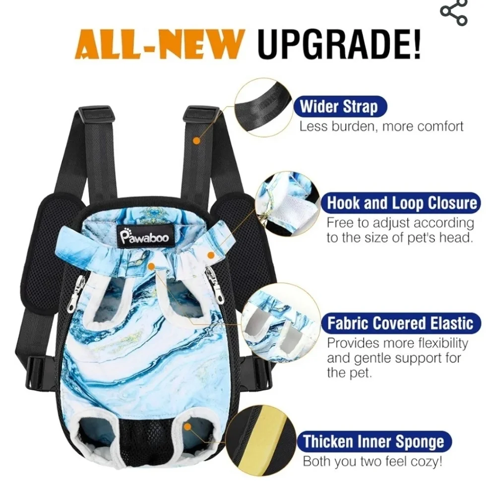 Pawaboo Pet Carrier Back Pack Easy Adjustable Strap Legs Out Face Front Size L